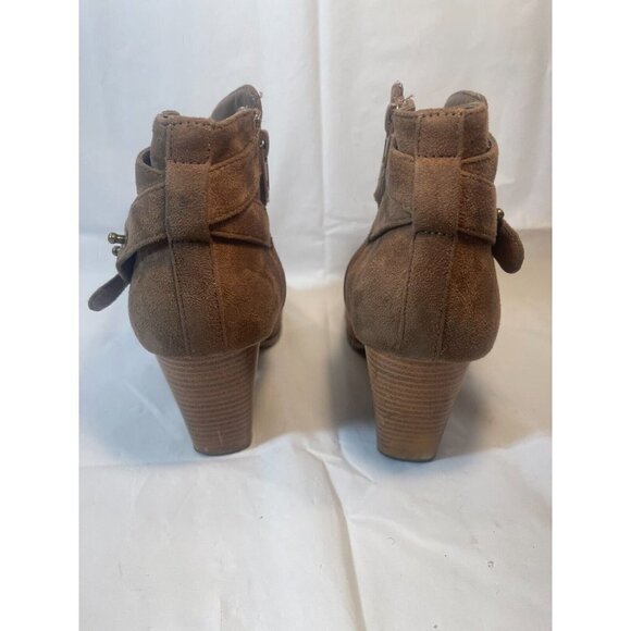 CHARLOTTE Russe Khaki Women's Ankle Faux Suede Boots Size 9 Side Zipper - Picture 7 of 14